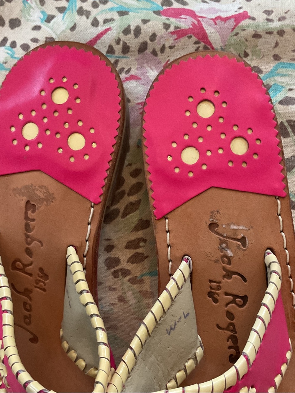 Jack Rogers Hot Pink Leather Jacks Sandals - Picture 4 of 6